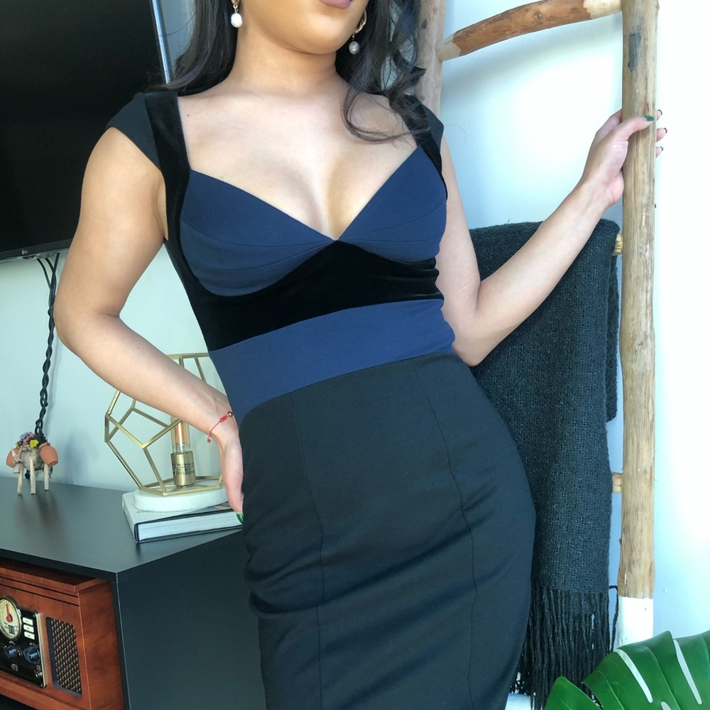 Classy Black/Navy Blue Midi Dress